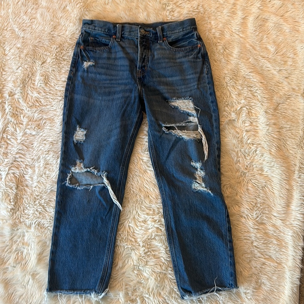Old Navy High Rise Slouchy Straight Distressed Jeans Size 6 - Picture 3 of 14